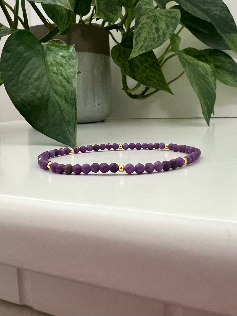 NWT Phosphosiderite Gemstone & 24K Gold Vermeil Bracelet 💜 Purple
